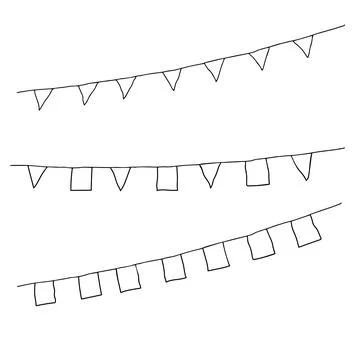 Beautiful hand-drawn black vector illustration of group of flags isolated on Stock Illustration