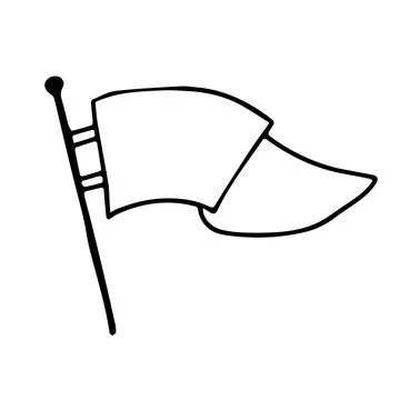 A Beautiful hand-drawn black vector illustration one flag isolated on a white Stock Illustration