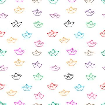 Beautiful hand-drawn colored vector illustration of group of origami paper to Stock Illustration