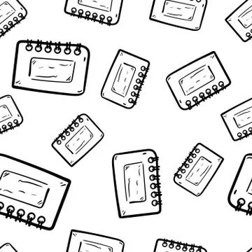 Beautiful hand drawn seamless pattern  fashion calendar icon. Hand drawn blac Illustrazione stock