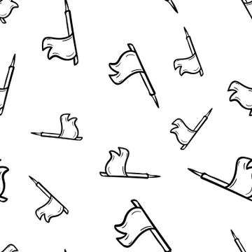 Beautiful hand drawn seamless pattern  fashion flag icon. Hand drawn black sk Illustrazione stock