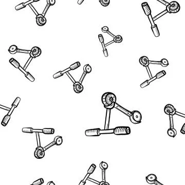 Beautiful hand drawn seamless pattern  fashion kid scooter icon. Hand drawn b Stock Illustration
