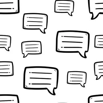 Beautiful hand drawn seamless pattern  fashion chat cloud icon. Hand drawn bl Stock Illustration