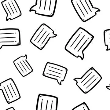 Beautiful hand drawn seamless pattern  fashion chat cloud icon. Hand drawn bl Illustrazione stock