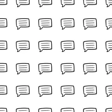 Beautiful hand drawn seamless pattern  fashion chat cloud icon. Hand drawn bl Illustrazione stock