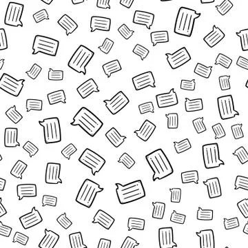 Beautiful hand drawn seamless pattern  fashion chat cloud icon. Hand drawn bl Stockillustratie