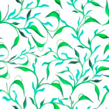 Beautiful hand drawn seamless pattern with watercolour leaves seamless pattern Stock Illustration