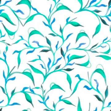 Beautiful hand drawn seamless pattern with watercolour leaves seamless pattern Stock Illustration