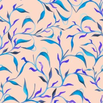 Beautiful hand drawn seamless pattern with watercolour leaves seamless pattern Stock Illustration