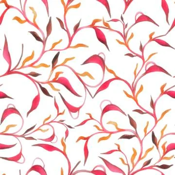 Beautiful hand drawn seamless pattern with watercolour leaves seamless pattern Stock Illustration