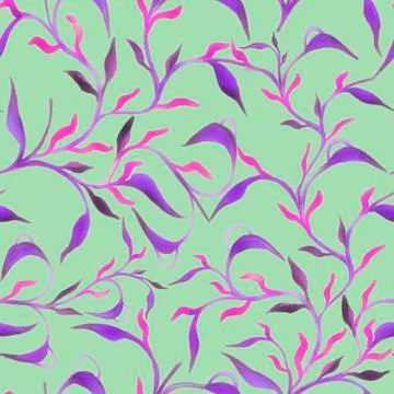 Beautiful hand drawn seamless pattern with watercolour leaves seamless pattern Stock Illustration