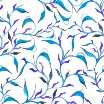 Beautiful hand drawn seamless pattern with watercolour leaves seamless pattern Stock Illustration