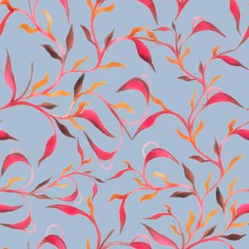 Beautiful hand drawn seamless pattern with watercolour leaves seamless pattern Stock Illustration