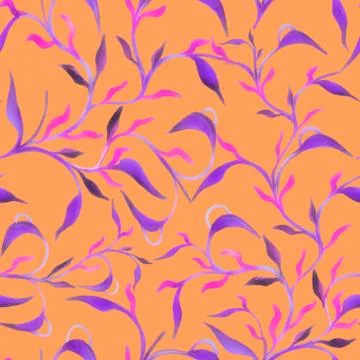 Beautiful hand drawn seamless pattern with watercolour leaves seamless pattern Stock Illustration