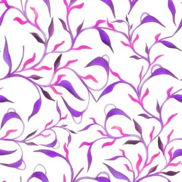 Beautiful hand drawn seamless pattern with watercolour leaves seamless pattern Stock Illustration