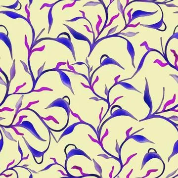 Beautiful hand drawn seamless pattern with watercolour leaves seamless pattern イラスト素材