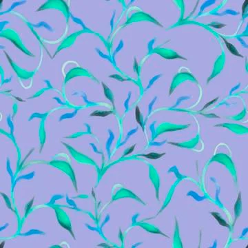 Beautiful hand drawn seamless pattern with watercolour leaves seamless pattern Stock Illustration