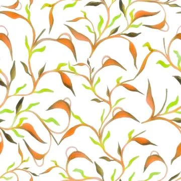 Beautiful hand drawn seamless pattern with watercolour leaves seamless pattern Stock Illustration