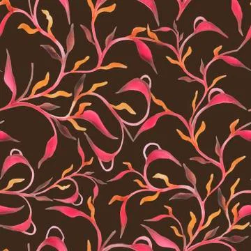 Beautiful hand drawn seamless pattern with watercolour leaves seamless pattern Stock Illustration