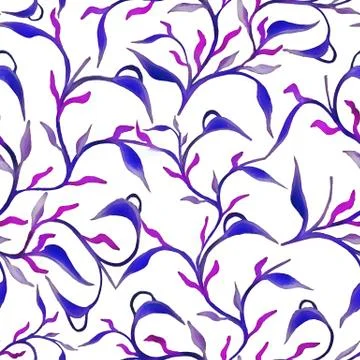Beautiful hand drawn seamless pattern with watercolour leaves seamless pattern Stock Illustration