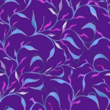 Beautiful hand drawn seamless pattern with watercolour leaves seamless pattern Stock Illustration