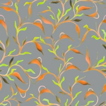 Beautiful hand drawn seamless pattern with watercolour leaves seamless pattern Stock Illustration