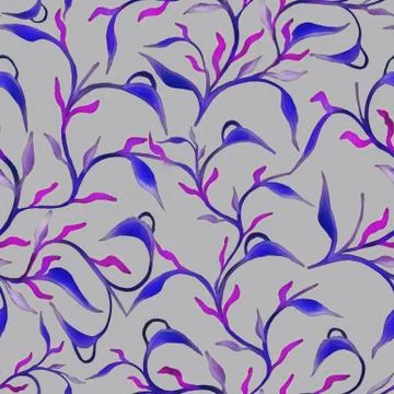 Beautiful hand drawn seamless pattern with watercolour leaves seamless pattern Stock Illustration