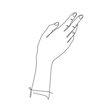 Beautiful hand gesture. Single stroke drawing. Vector illustration Stock Illustration