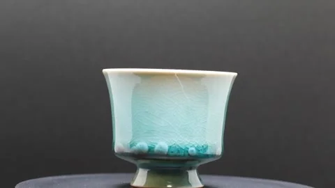 Beautiful handcrafted handmade tea cups Stock Footage 251104551
