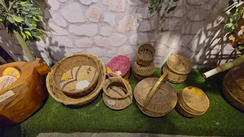Beautiful Handmade Baskets of Tradition Stock Footage 313564732