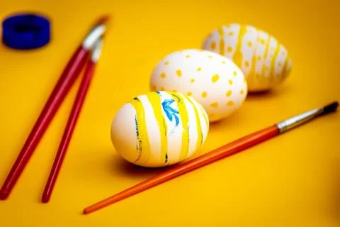 Beautiful handmade easter eggs. Stock Photos