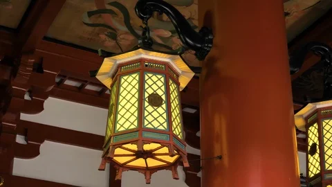 The beautiful hanging lantern inside the temple in Tokyo Japan Stock Footage 121442481