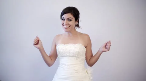 Beautiful Happy Bride to Be Dancing and Smiling Stock Footage 43092124
