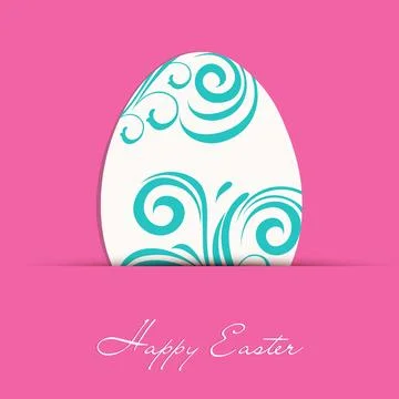 Beautiful Happy Easter Greeting Card Design with Paper Art Floral Egg Illus.. Stock Illustration