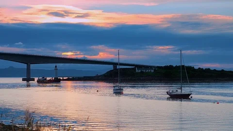 Beautiful harbour at sunset Stock Footage 87811198