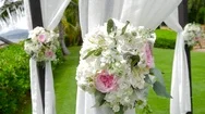 Beautiful Hawaiian Wedding Flowers Decoration Set Up Stock Footage