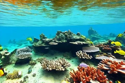 Beautiful HD underwater ocean landscape, snorkeling, marine nature Stock Illustration