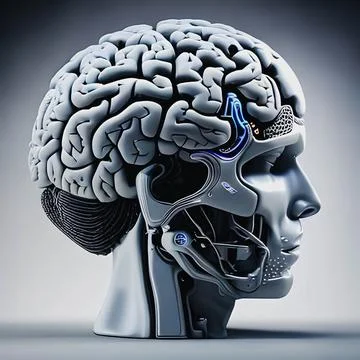 Beautiful head of a cyborg, an artificial intelligence. Stock Illustration