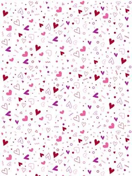 Beautiful Heart Pattern, Background, Pink, Red and Purple Hearts Stock Illustration