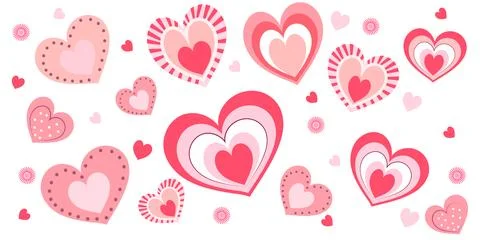 Beautiful Heart pattern design, Made with Lot of hearts in White Background.. Stock Illustration
