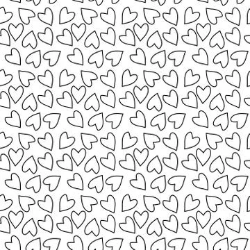 Beautiful heart shaped seamless pattern with black background. Stock Illustration