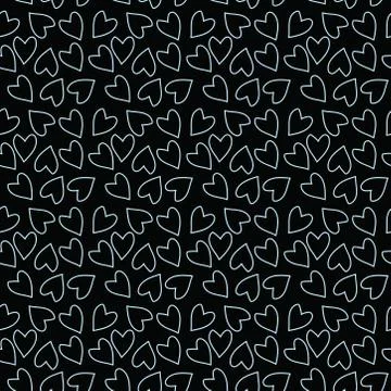 Beautiful heart shaped seamless pattern with black background. Stock Illustration