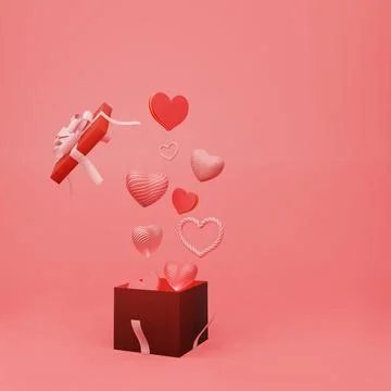 Beautiful heart sharp float from open gift box Illustrazione stock