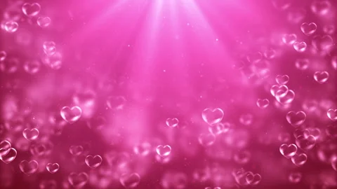 Beautiful Hearts and Clear Bubbles Background Stock Footage 338444660