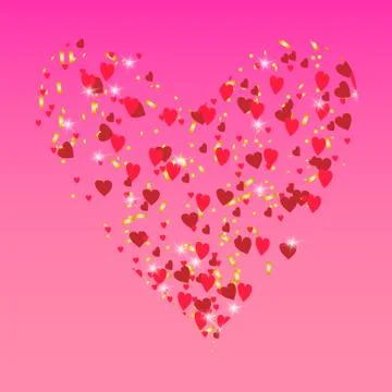 Beautiful Hearts Falling on Background. Stock Illustration