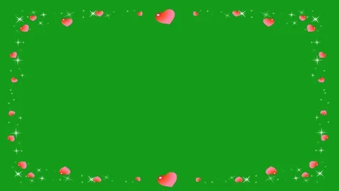 Beautiful hearts frame with green screen background Stock Footage 129752541