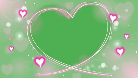 Beautiful hearts frame motion graphics with green screen background Stock Footage
