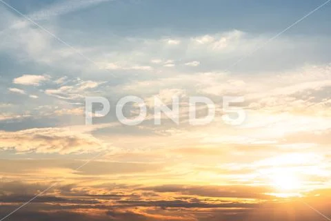 Beautiful heavenly landscape, sunset, sun in clouds Stock Photos