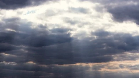 Beautiful heavy rain storm clouds timelapse sunset Video stock 78247594