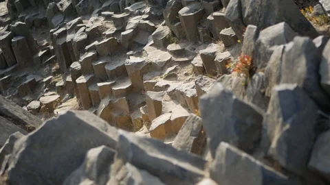 Beautiful hexagonal basalt rock formation Stock-Footage 94150668